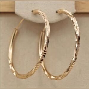 Gold Textured Hoop Earrings - Women Jewelry Earrings